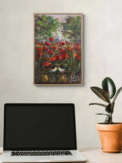 İki Kuş Bir Mevsim Yağlı Boya Tablosu