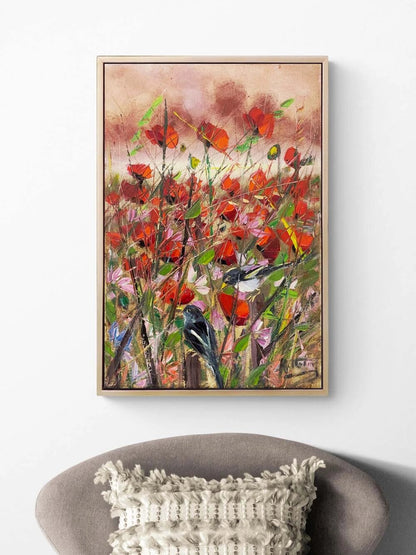 Rüzgar İçinden Gelincikler Yağlı Boya Tablosu