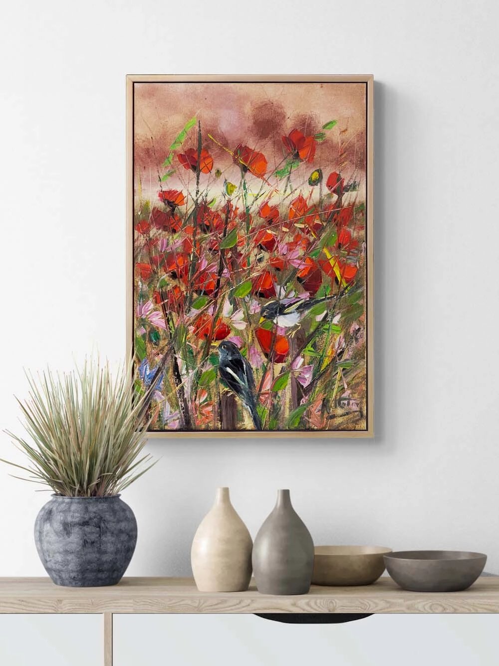 Rüzgar İçinden Gelincikler Yağlı Boya Tablosu