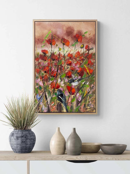 Rüzgar İçinden Gelincikler Yağlı Boya Tablosu