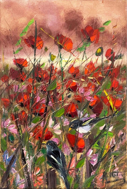 Rüzgar İçinden Gelincikler Yağlı Boya Tablosu