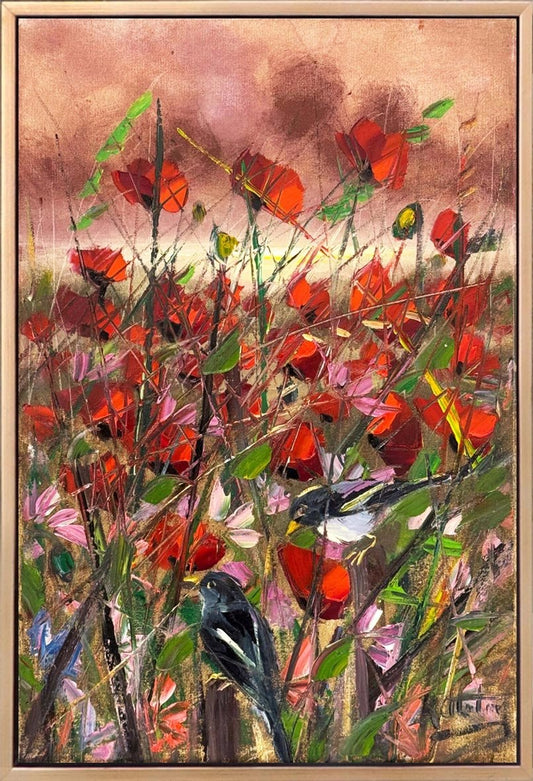 Rüzgar İçinden Gelincikler Yağlı Boya Tablosu