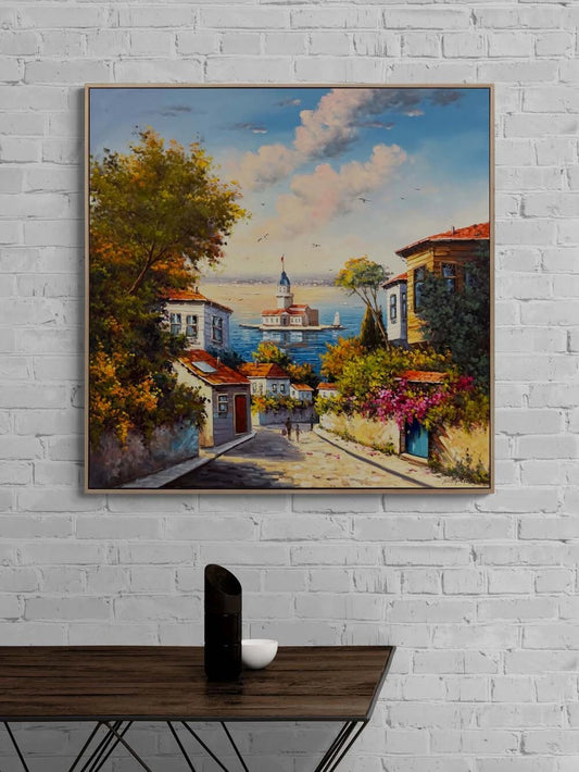 Eskiden Üsküdar Sokakları Yağlı Boya Tablosu