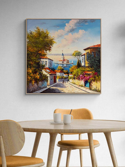 Eskiden Üsküdar Sokakları Yağlı Boya Tablosu