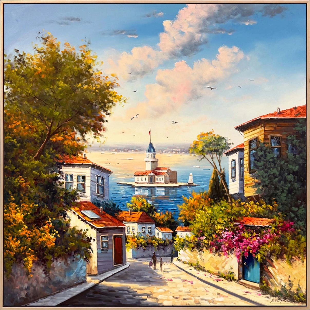 Eskiden Üsküdar Sokakları Yağlı Boya Tablosu