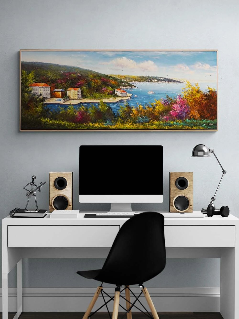 Boğazda Sonbahar Yağlı Boya Tablosu