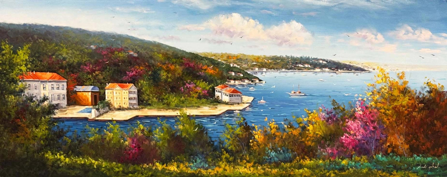 Boğazda Sonbahar Yağlı Boya Tablosu