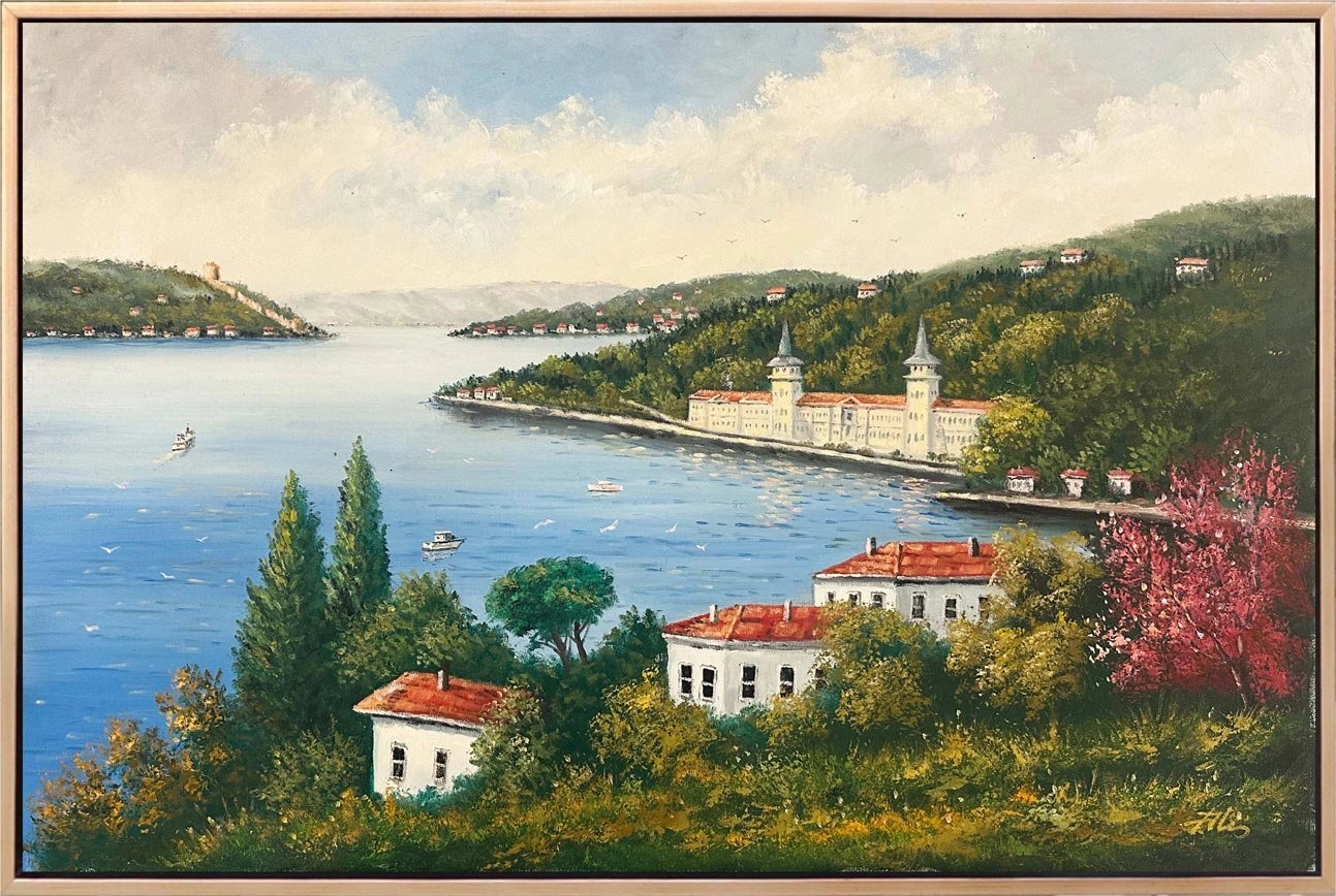 Çiçek Açan Boğaz Yağlı Boya Tablosu