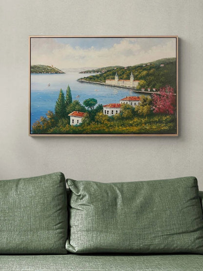 Çiçek Açan Boğaz Yağlı Boya Tablosu