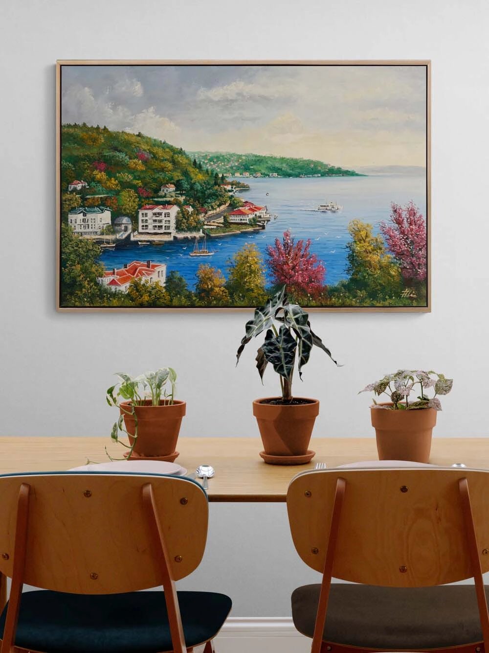 Boğazda Bahar Renkleri Yağlı Boya Tablosu