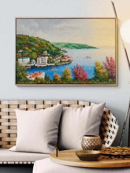 Boğazda Bahar Renkleri Yağlı Boya Tablosu