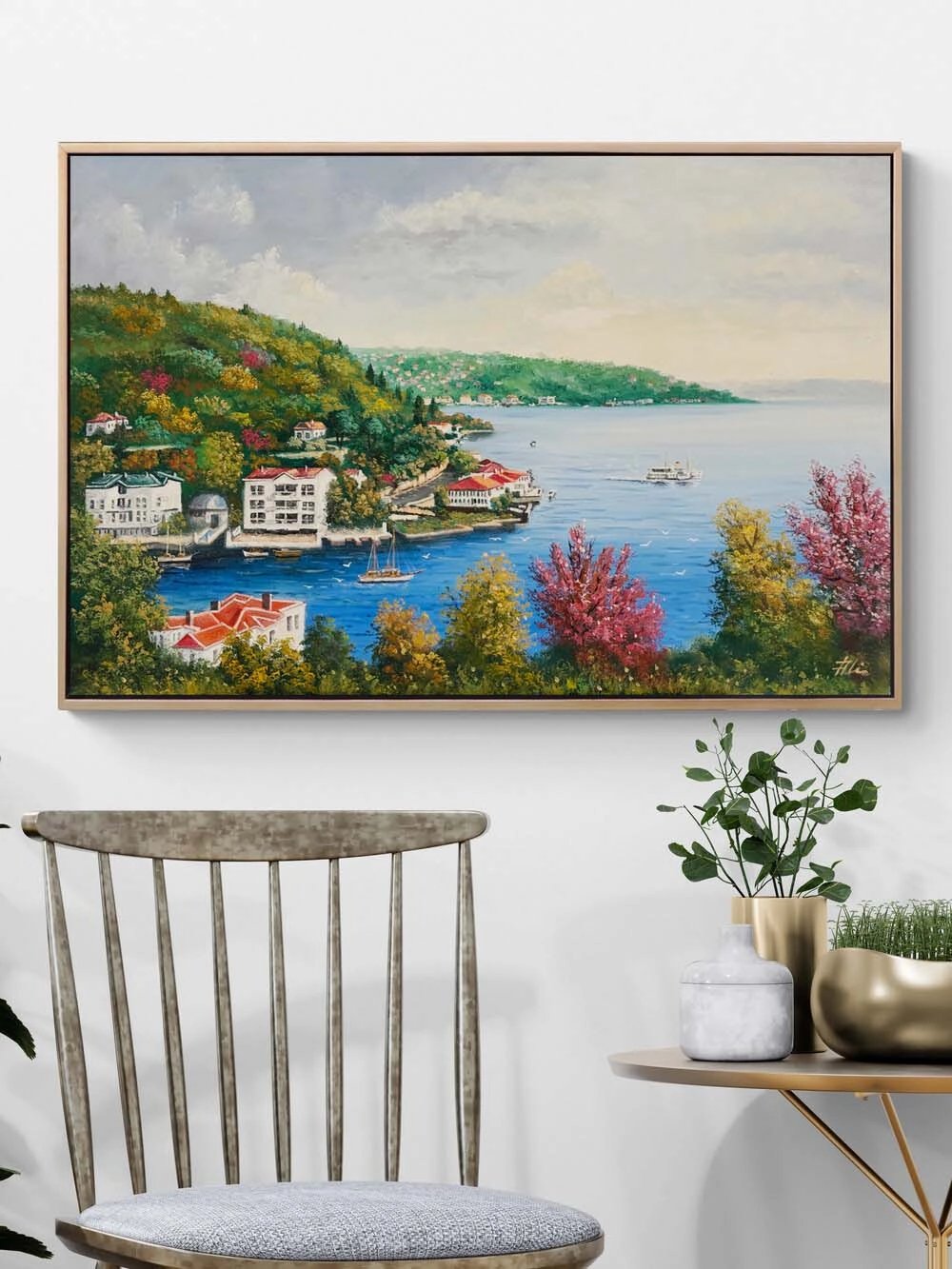 Boğazda Bahar Renkleri Yağlı Boya Tablosu