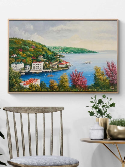 Boğazda Bahar Renkleri Yağlı Boya Tablosu