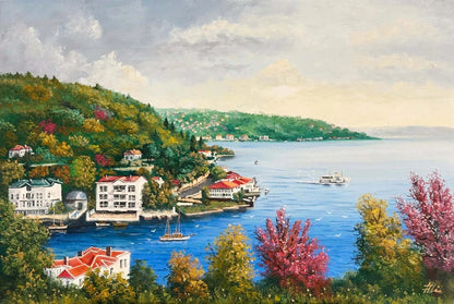 Boğazda Bahar Renkleri Yağlı Boya Tablosu