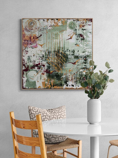 Yeşilde Altın Kanatlar Yağlı Boya Tablosu