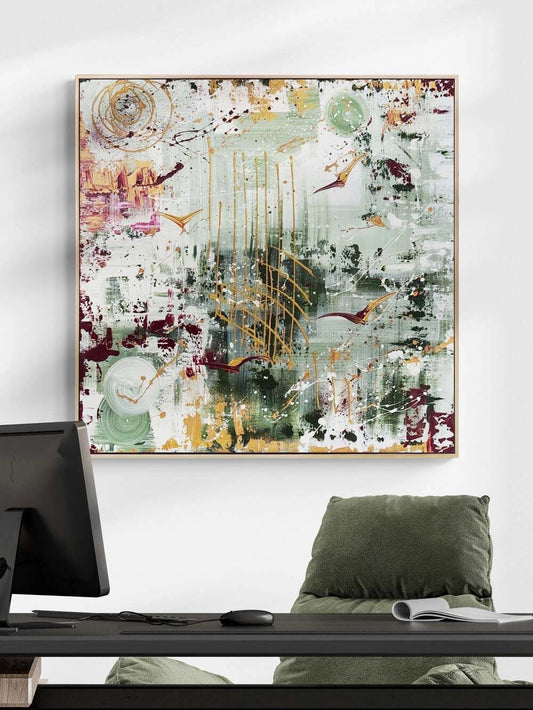 Yeşilde Altın Kanatlar Yağlı Boya Tablosu