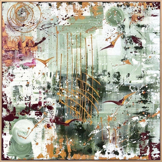 Yeşilde Altın Kanatlar Yağlı Boya Tablosu