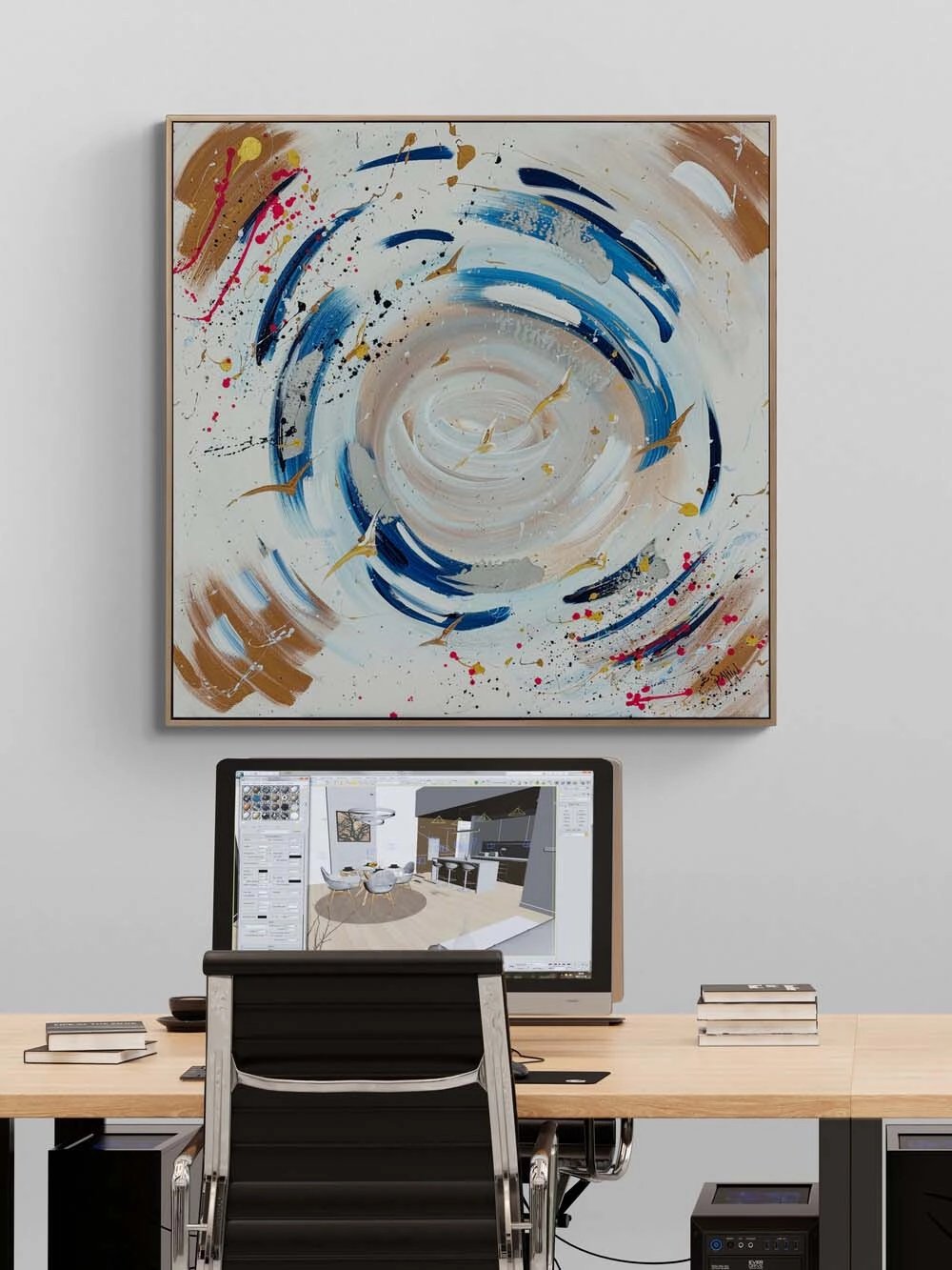 Mavi Girdap Yağlı Boya Tablosu