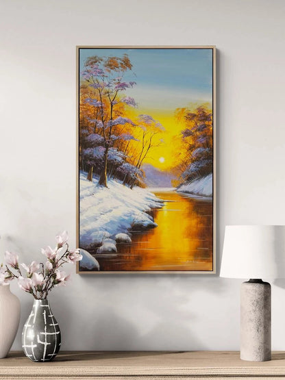 Kış Gün Batımı Yağlı Boya Tablosu