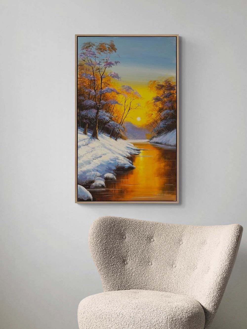 Kış Gün Batımı Yağlı Boya Tablosu