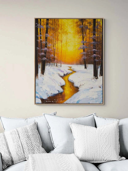 Kışın Altın Saati Yağlı Boya Tablosu