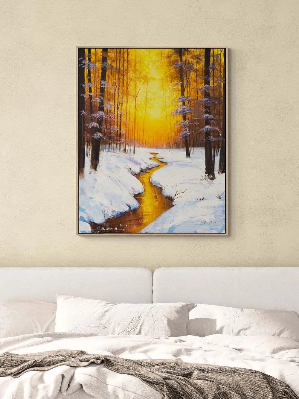 Kışın Altın Saati Yağlı Boya Tablosu