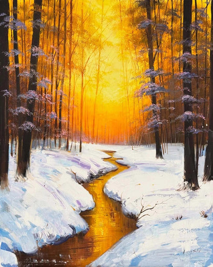 Kışın Altın Saati Yağlı Boya Tablosu