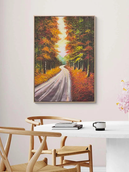 Sonbaharda Orman Yolu Yağlı Boya Tablosu