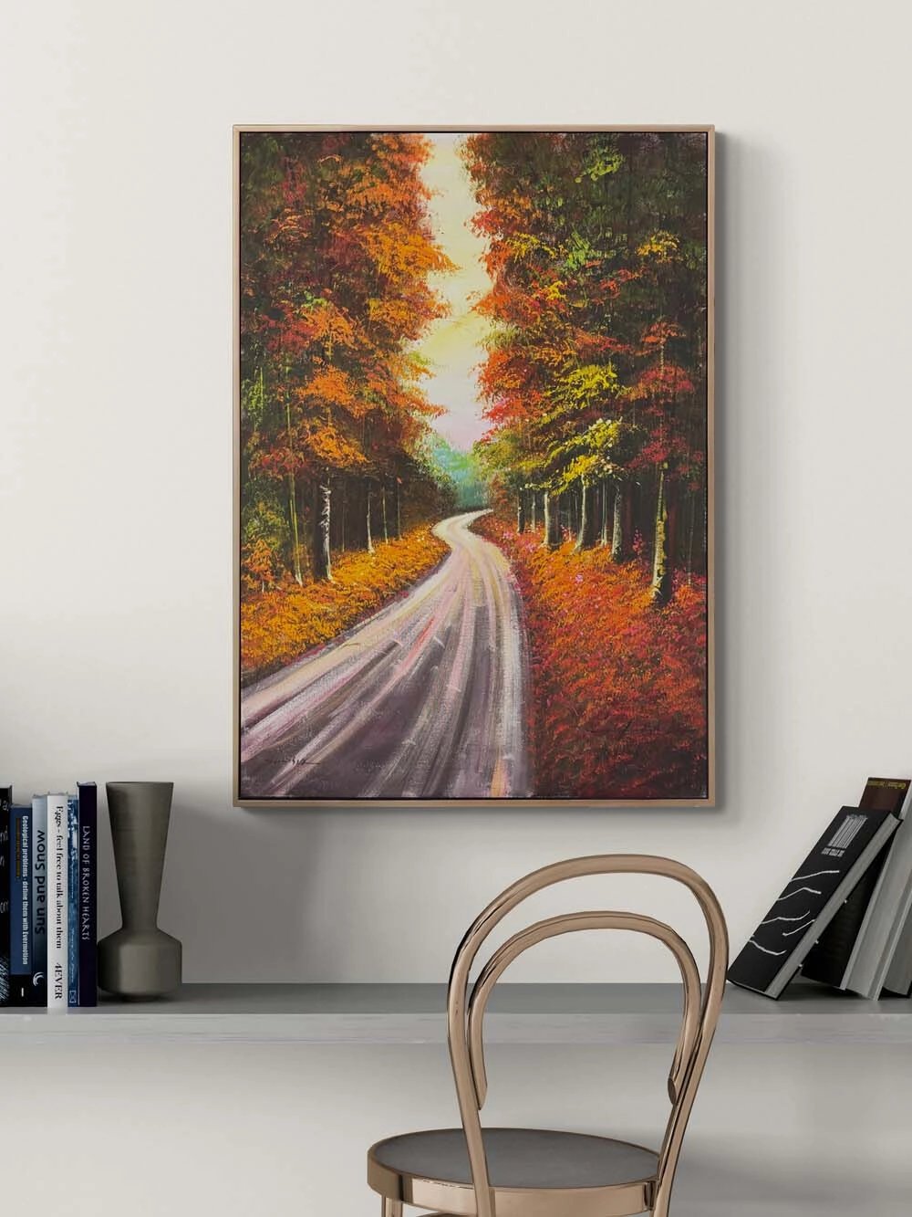 Sonbaharda Orman Yolu Yağlı Boya Tablosu