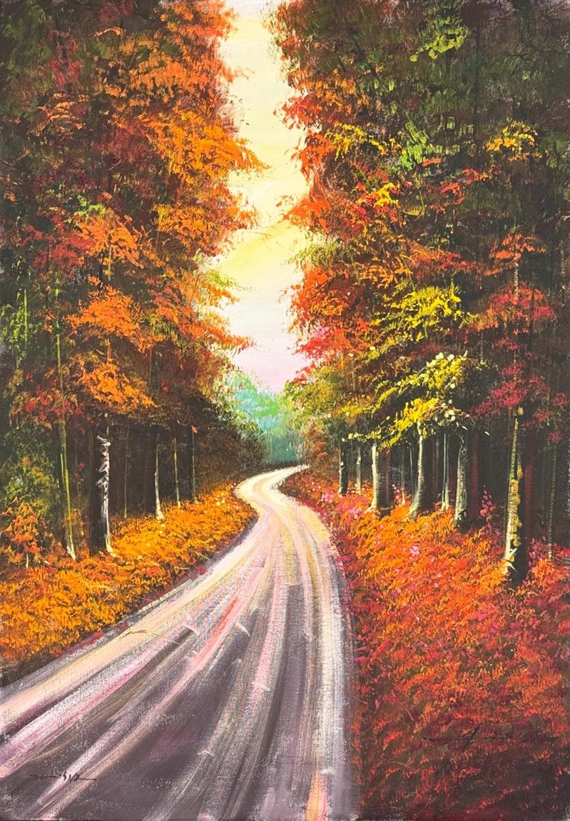 Sonbaharda Orman Yolu Yağlı Boya Tablosu