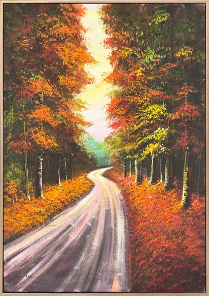 Sonbaharda Orman Yolu Yağlı Boya Tablosu