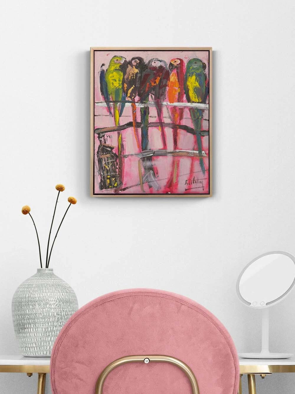 Sessiz Papağanlar Yağlı Boya Tablosu