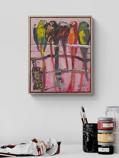 Sessiz Papağanlar Yağlı Boya Tablosu