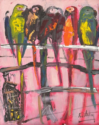 Sessiz Papağanlar Yağlı Boya Tablosu