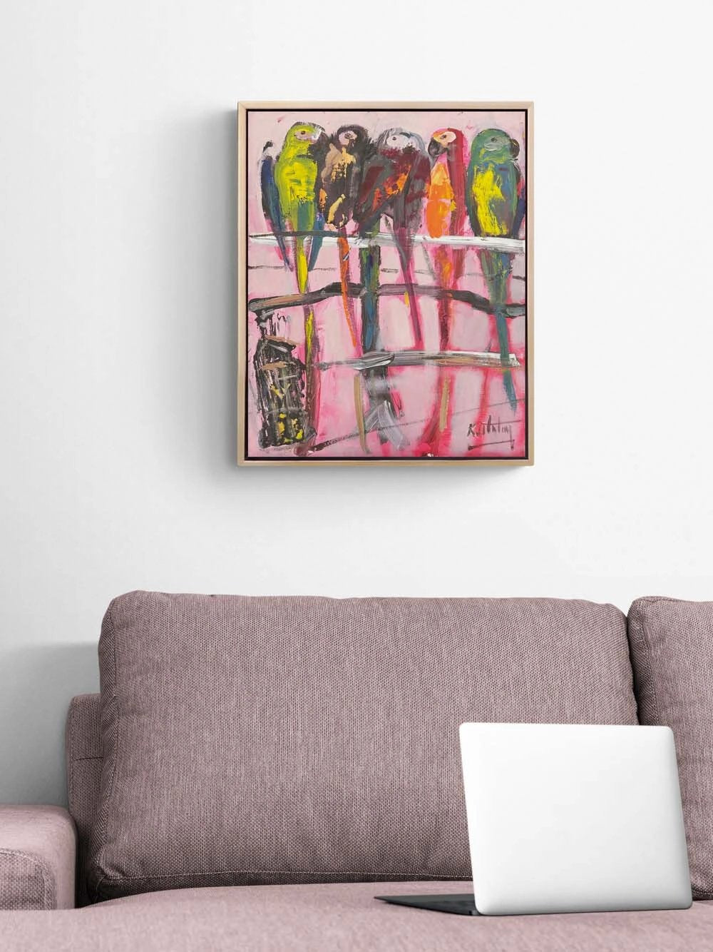 Sessiz Papağanlar Yağlı Boya Tablosu