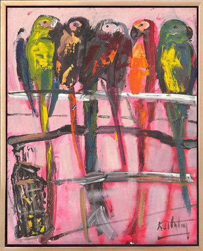 Sessiz Papağanlar Yağlı Boya Tablosu