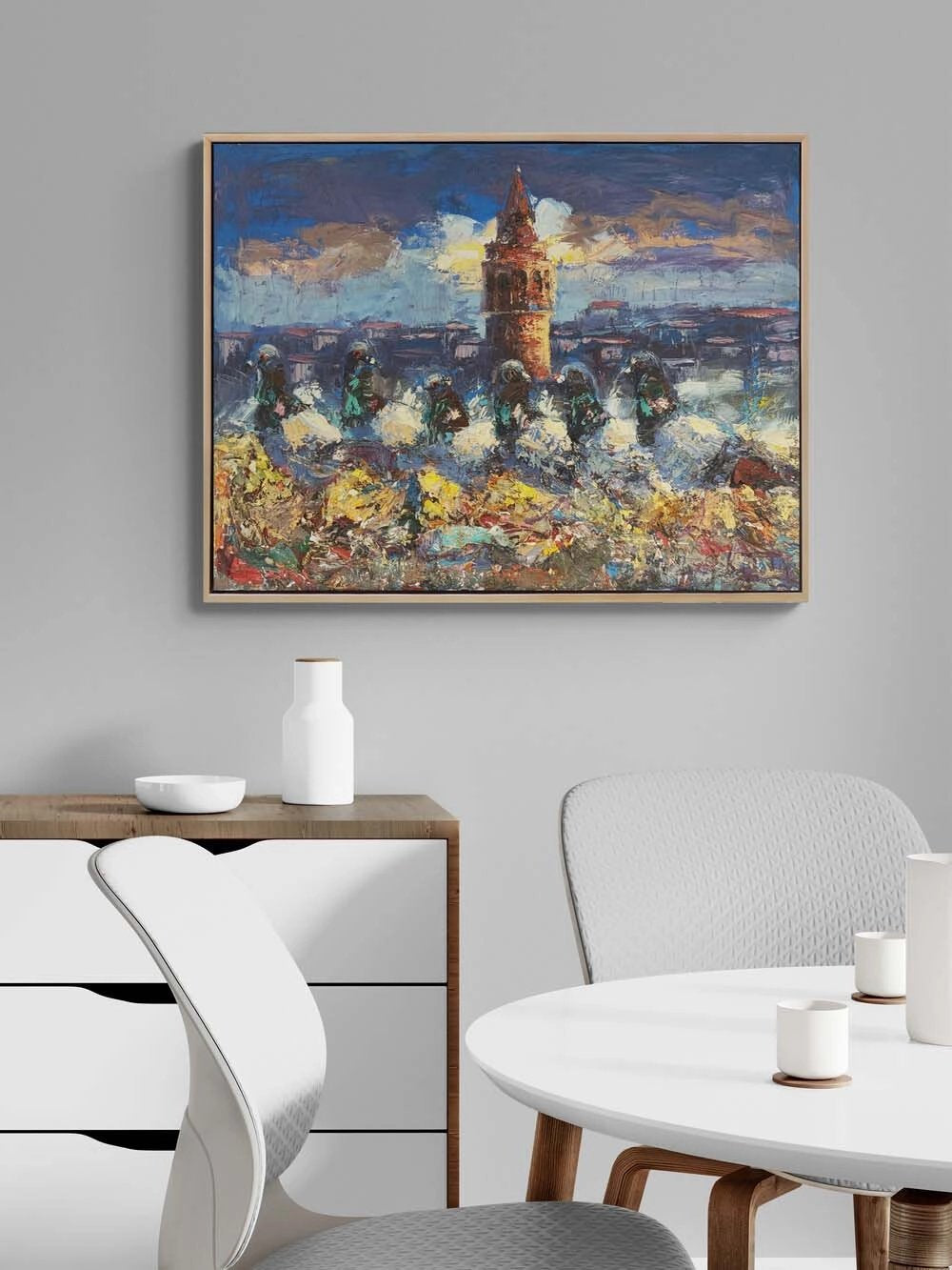 Galata’nın Güvercinleri Yağlı Boya Tablosu