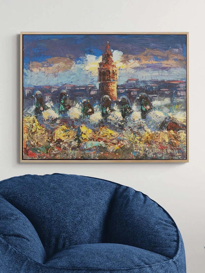 Galata’nın Güvercinleri Yağlı Boya Tablosu