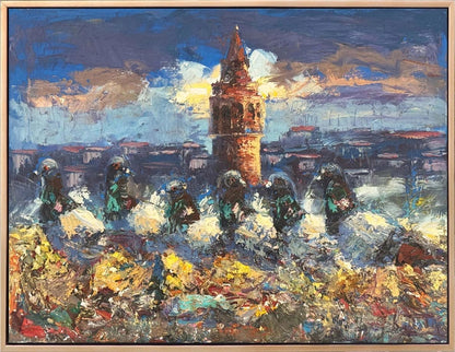 Galata’nın Güvercinleri Yağlı Boya Tablosu