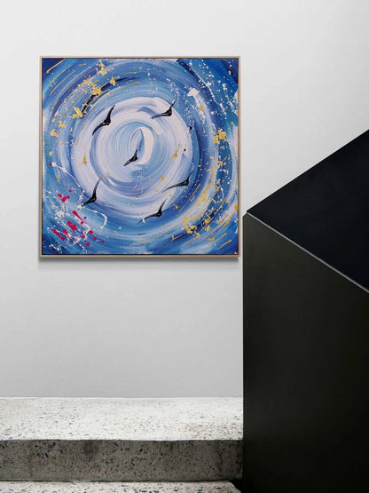 Soyut Mavi Ufuk Yağlı Boya Tablosu