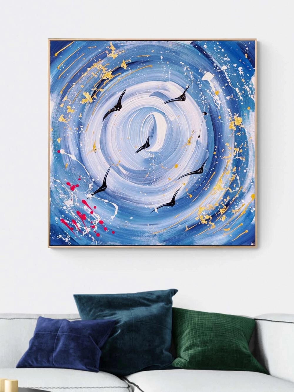 Soyut Mavi Ufuk Yağlı Boya Tablosu