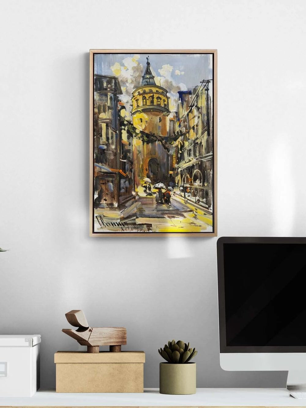 Galata'da Sessiz Sokaklar Yağlı Boya Tablosu