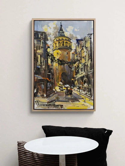 Galata'da Sessiz Sokaklar Yağlı Boya Tablosu