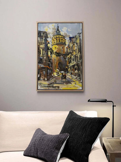 Galata'da Sessiz Sokaklar Yağlı Boya Tablosu