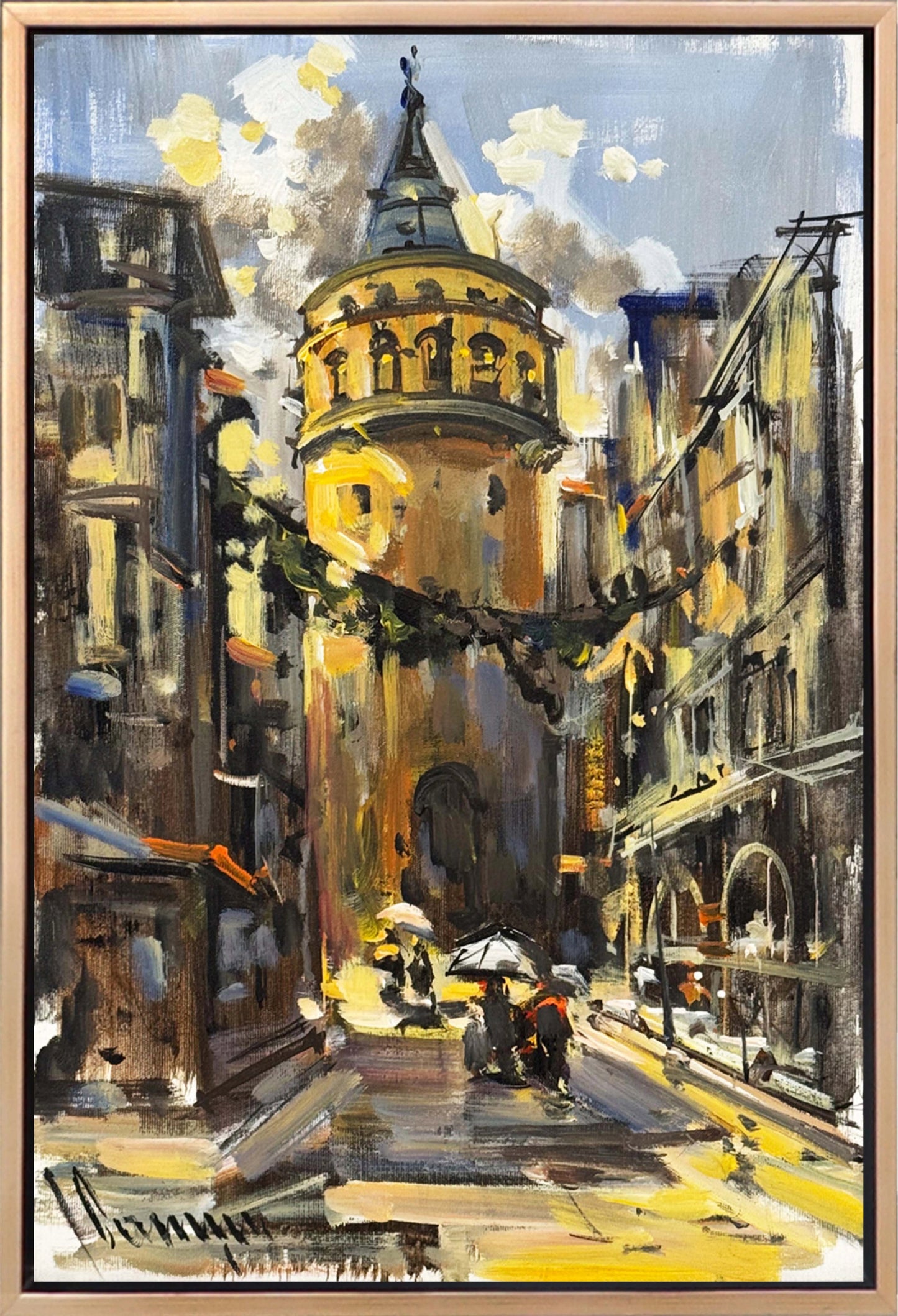 Galata'da Sessiz Sokaklar Yağlı Boya Tablosu