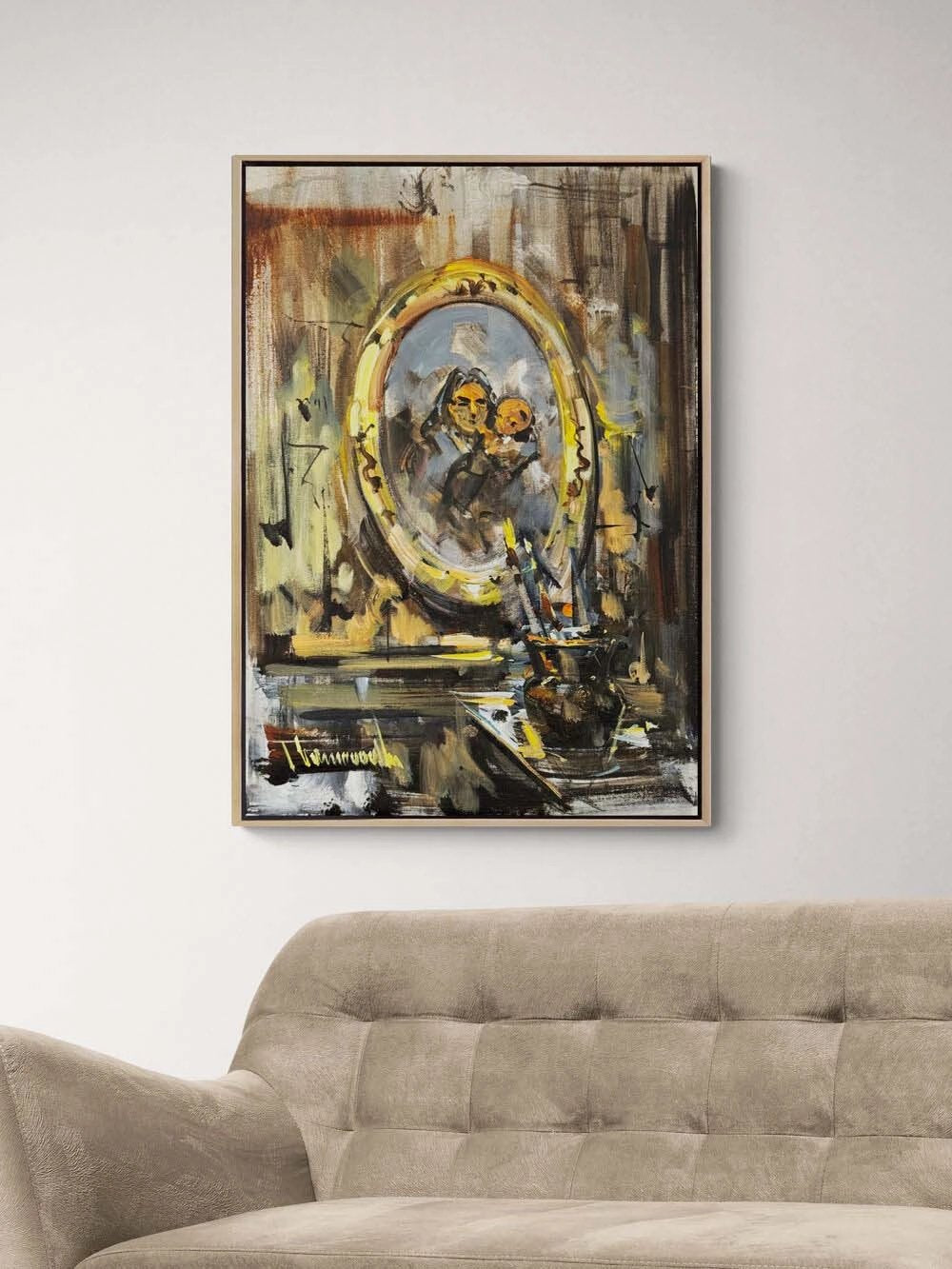 Çerçevede Hatıralar Yağlı Boya Tablosu