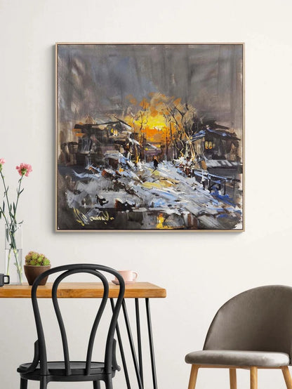 Harabelerde Gün Batımı Yağlı Boya Tablosu