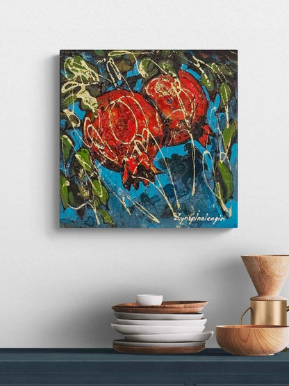 Turkuazda Nar Yağlı Boya Tablosu