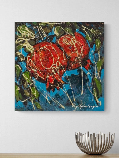 Turkuazda Nar Yağlı Boya Tablosu