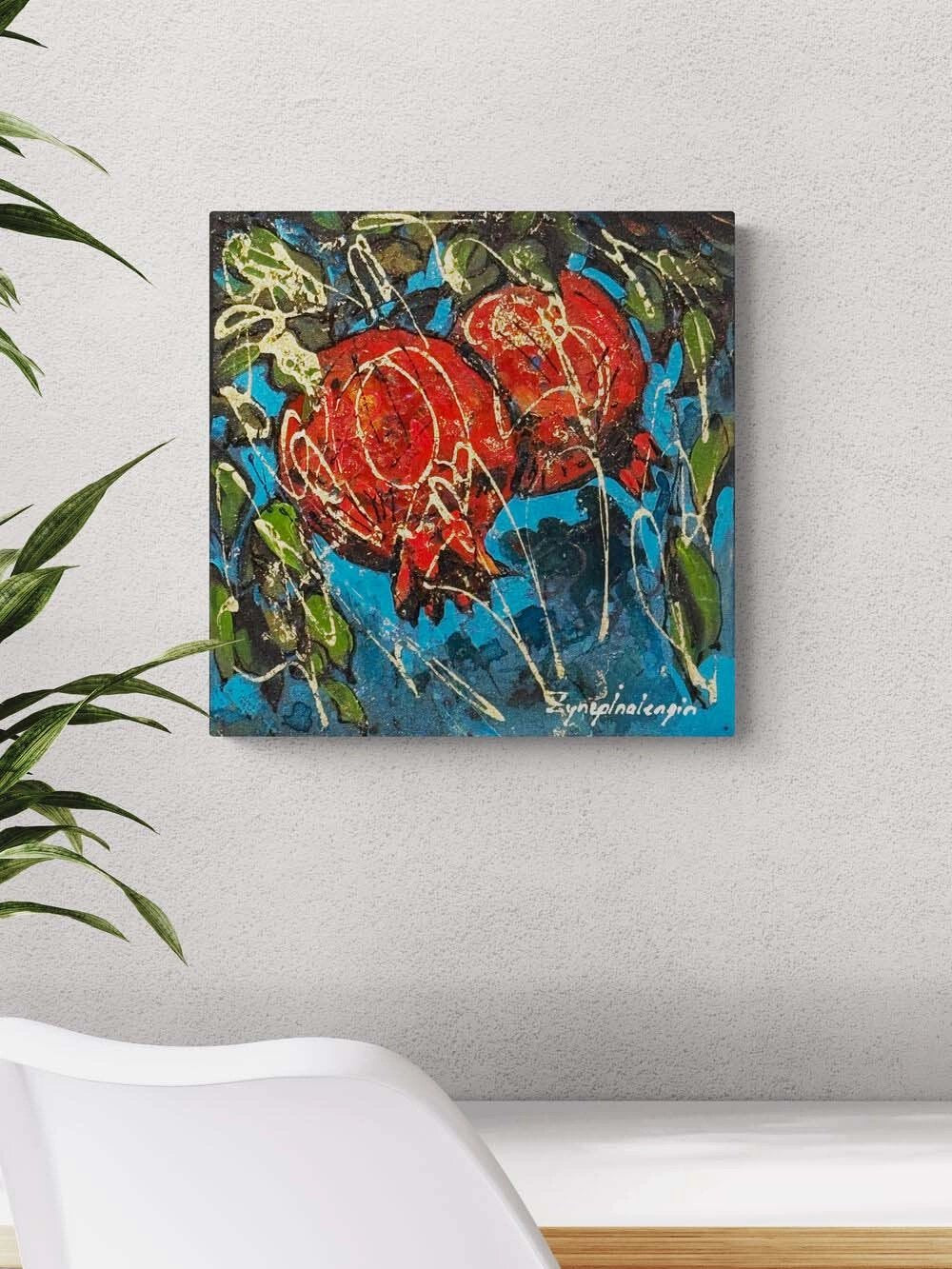 Turkuazda Nar Yağlı Boya Tablosu